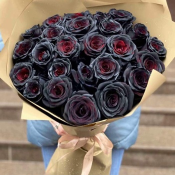 Букет из 25 черных роз Premium