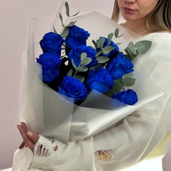 Букет из 9 синих роз Premium