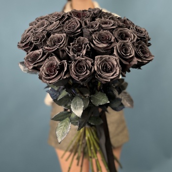 Букет из 35 чёрных роз Premium