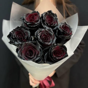 Букет из 7 чёрных роз Premium